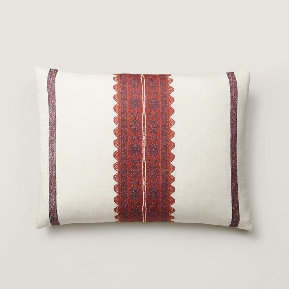 Ralph Lauren Mirabelle Leason Cream Red Decorative Throw Pillow
